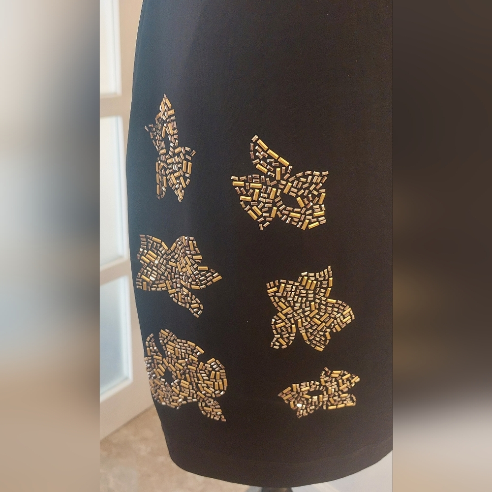 Guess Black Dress with Gold Floral Accents - Picture 4 of 10